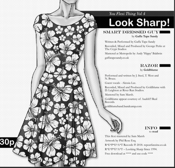 Image showing vinyl sleeve for You Flexi Thing Vol 4 entitled Look Sharp, featuring Gaffa Tape Sandy and Goldblume, released by R*E*P*E*A*T Records exclusively for Record Store Day 2018